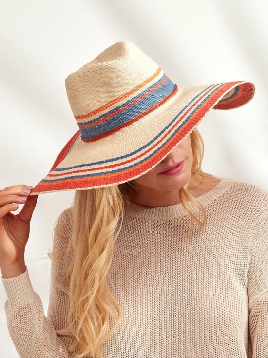 Caribbean Joe Accessories - Caribbean Joe Striped Wide Brim Sun Hat | UPF 50+ | NWOT - Never Worn
